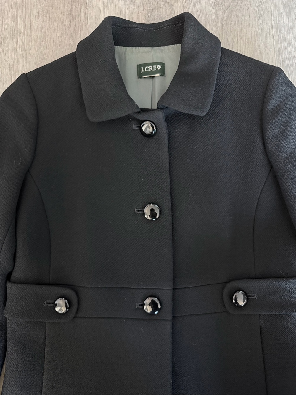 J. Crew Black Tailored Wool-Blend Pea Coat - Picture 2 of 3